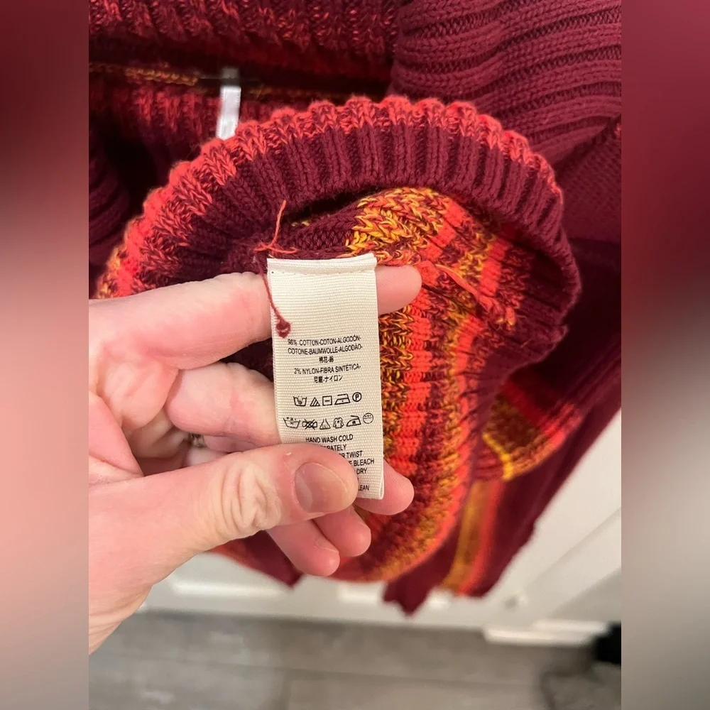 Free People Close To Me Pullover Turtleneck Sweater in  Red Berry Stripe S